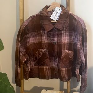 For the Republic Flannel Cropped Jacket